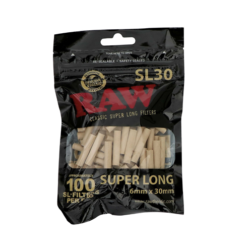 RAW Schwarz Filters, 6mm Ø, 30mm lang, 100 Stück