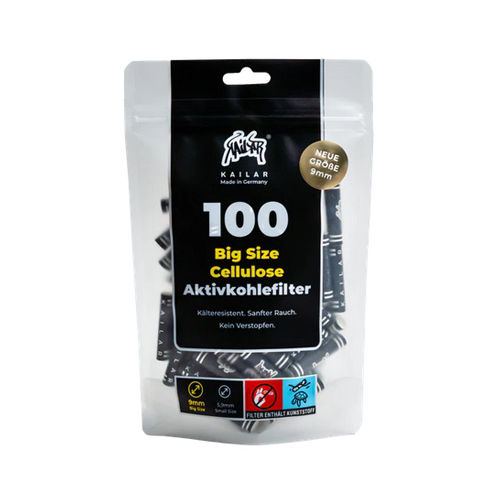 Kailar Cellulose+activated Carbon Filter, 100x BIG SIZE 9mmø