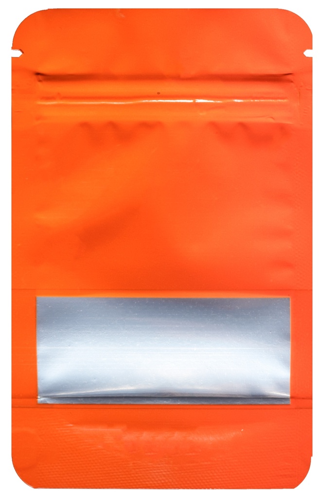 MYLAR BAG with WINDOW 140 x 85mm, Pack of 50, ORANGE