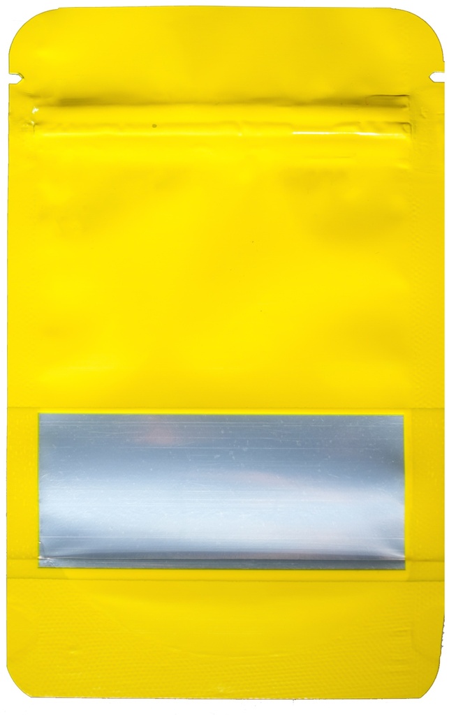 MYLAR BAG with WINDOW 140 x 85mm, Pack of 50, YELLOW