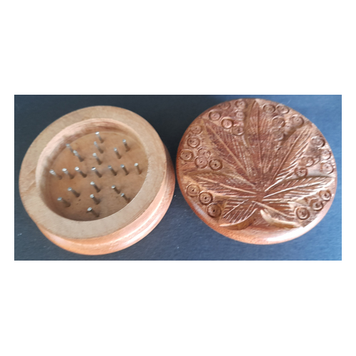 Wooden Grinder, 60 mm Ø, LEAF, 2-piece