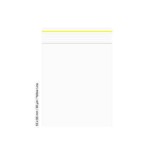 [LD569YL] Polybeutel 5,5 mal 6,5cm, 90my, VE500, YELLOW LINE
