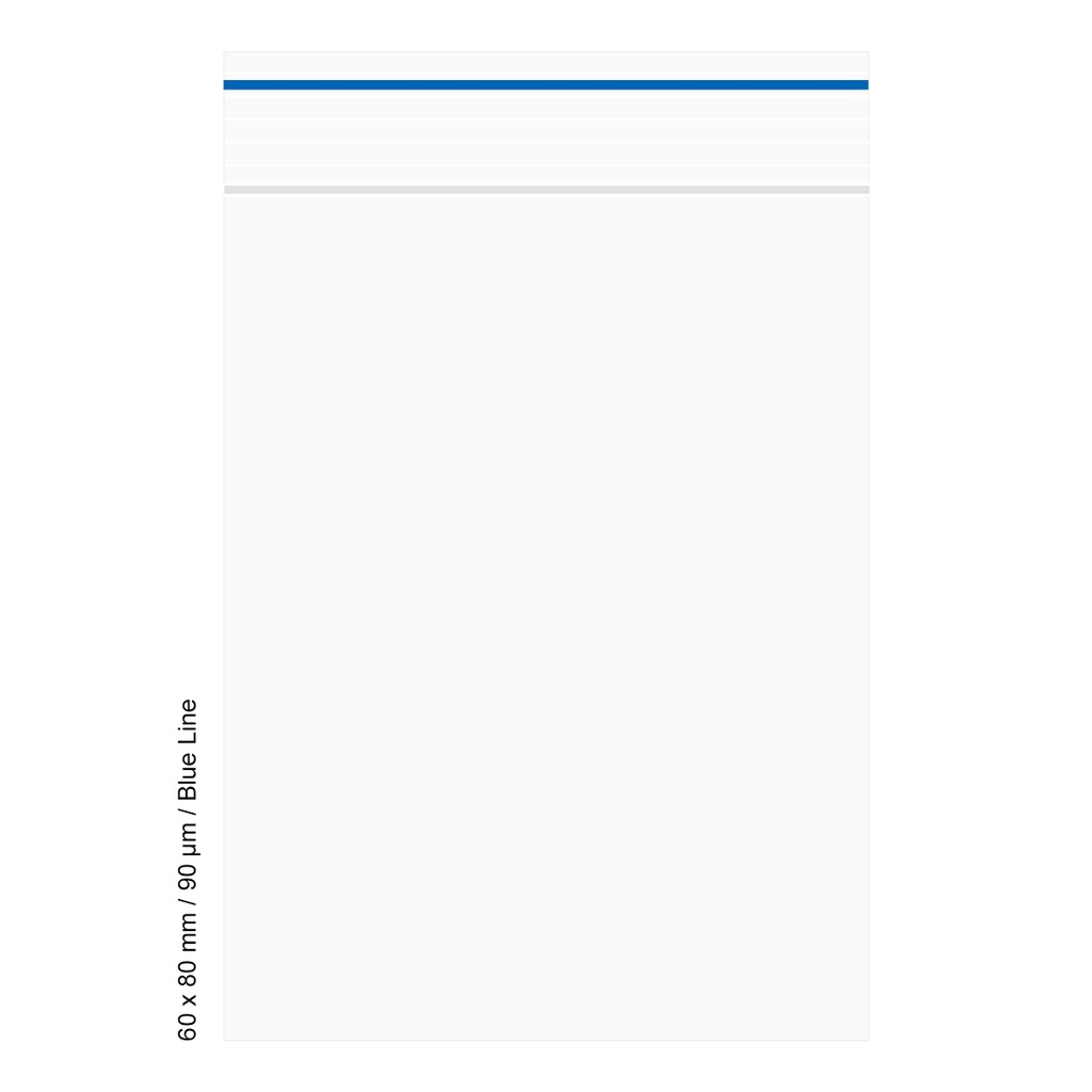 Poly Bag 6 X 8 Cm, 90my, VE500, Blue LINE