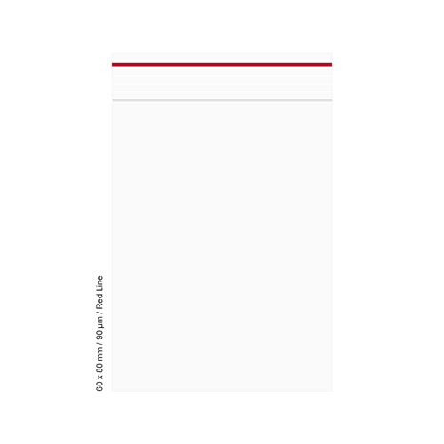 Poly Bag 6 X 8 Cm, 90my, VE500, Red LINE