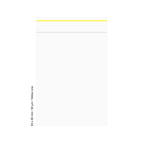 Polybeutel 6 mal 8 cm, 90my, VE500, YELLOW LINE