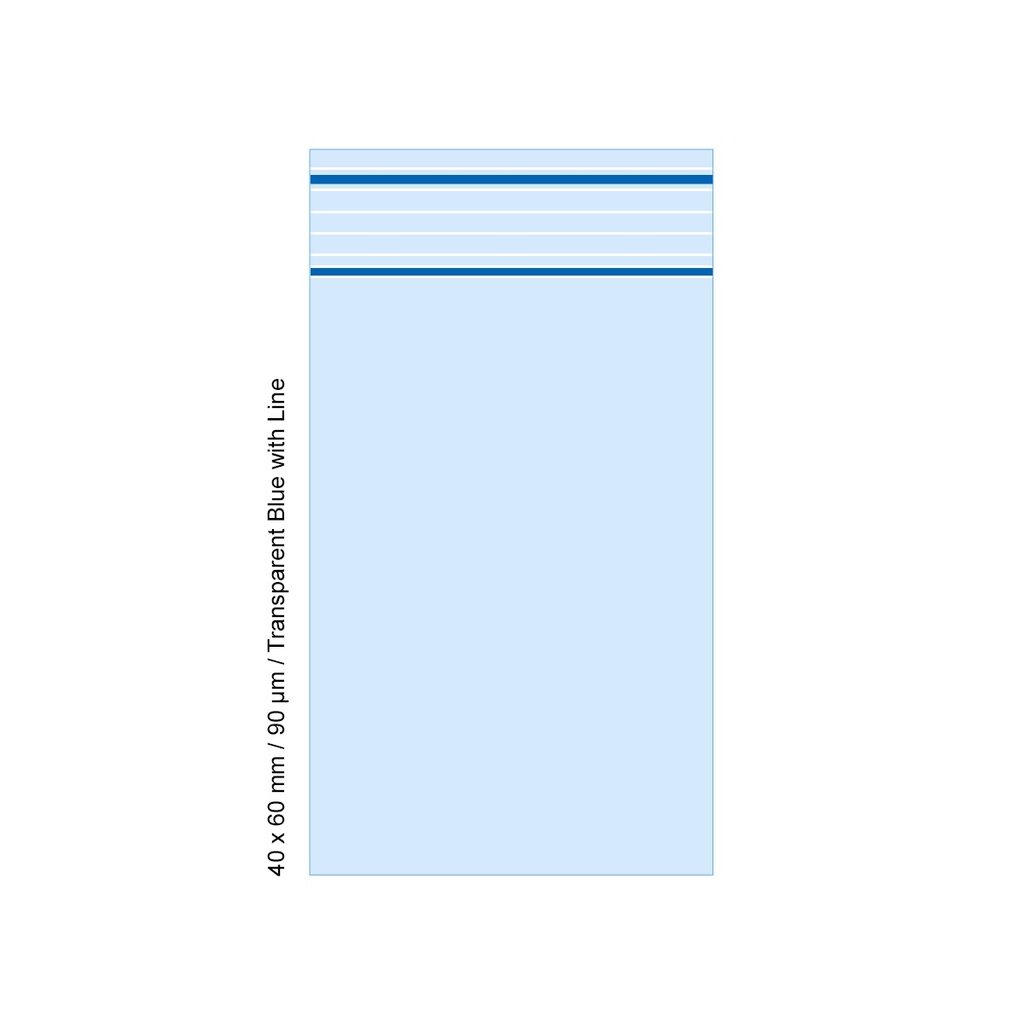 Polybeutel 4 x 6cm, 90my, VE500, Transparent Blau