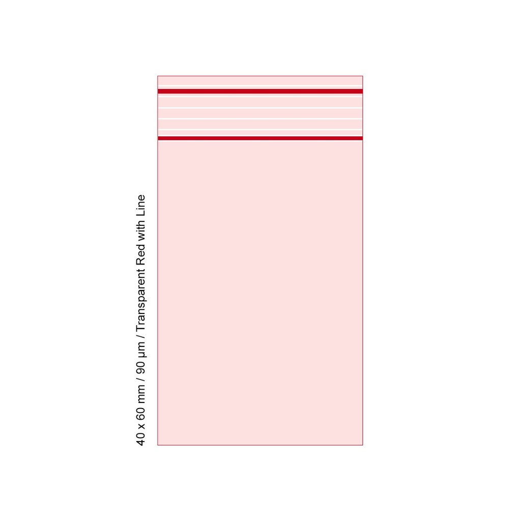 Poly Bag 4 X 6 Cm, 90 My, PU 500, Transparent Red