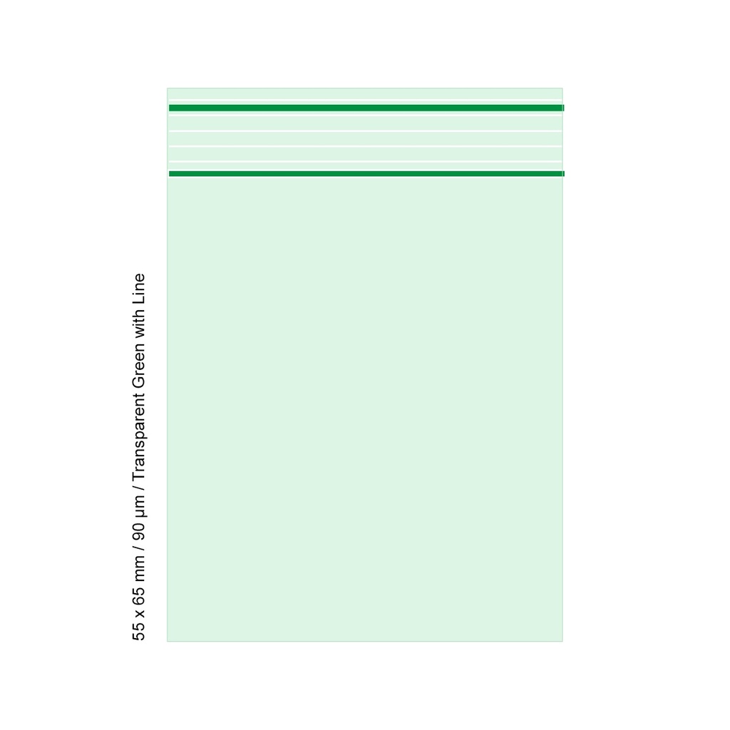 Polybeutel 5,5 x 6,5cm, 90my, VE500, Transp. GREEN