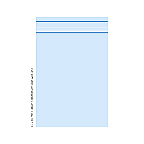 [TLD689BL] Polybeutel 6 x 8cm, 90my, VE500, Transparent Blau