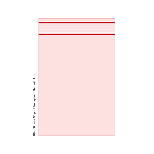 Polybeutel 6 x 8cm, 90my, VE500, Transparent Rot