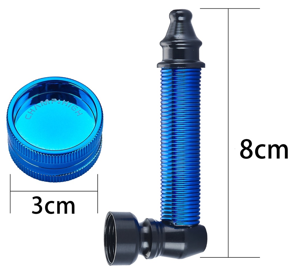 Metal Pipe 8 cm lang + Mini Grinder + Siebe
