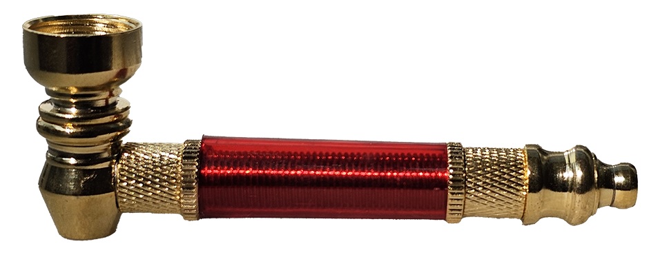 Schraubpfeife, Metall/Kunststoff, 9 cm lang, Gold