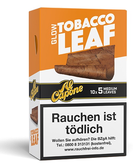 Al Capone Tobacco Leaf Wraps GLOW, 10 X 5 LEAFS