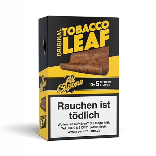 Al Capone Tobacco Leaf Wraps Original, 10 X 5 LEAFS