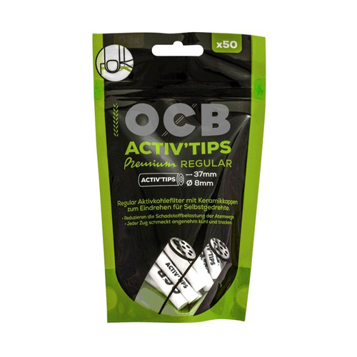 OCB ACTIV'Tips Slim, 8mmØ, 37mm lang, 1x50er Pack