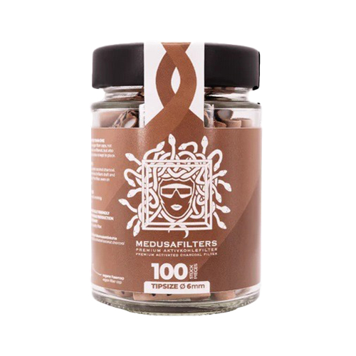 MEDUSA Active Charcoal Filters – 100 pcs in Glass, 6 mm Ø, Organic