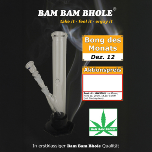 Glasbong-14.5er-29cm, 42mm Ø, Plastikfuß