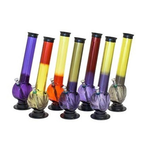 [BO13] Acrylbong mit Hanfblatt, farbig 30 cm, 38mm Ø