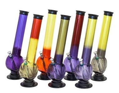 [BO13] Acrylbong mit Hanfblatt, farbig 30 cm, 38mm Ø