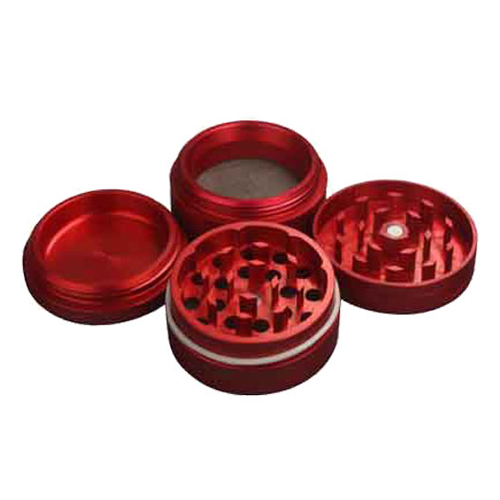 [WN54R] Aluminum Grinder RED, 50 mm Ø, 4-piece, Sieve, CNC*