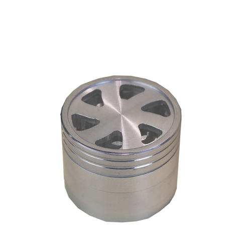 [WN54CT] Alu-Grinder SILBER, 50mmØ, 4-Part, ClearTop, CNC