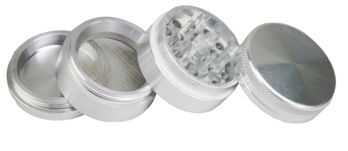 [WN44] Aluminum Grinder, 40 mm Ø, 4-piece With Sieve, CNC