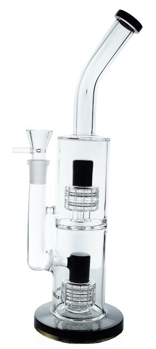 [SSC10133BK] Schwarz Bong, Double Shower Percolator Bong, 30cm