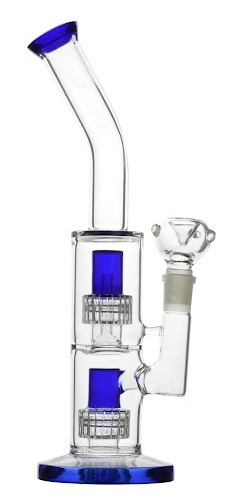 [SSC10133BL] Blue Bong, Double Shower Percolator Bong, 30 cm