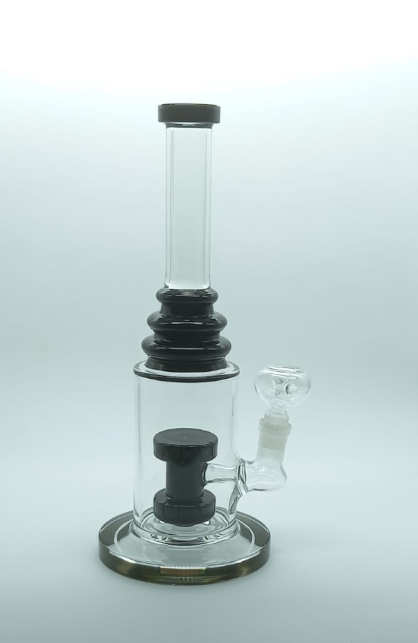 [SSC10137BK] Bong, Black, Triple Ring Straight Bong With, 25 cm
