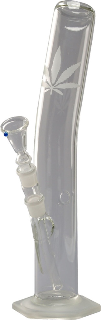 [GW46AS] GLASS BONG, 40 Cm, 55 mm Ø, Sandblasted Leaf, 18.8 mm