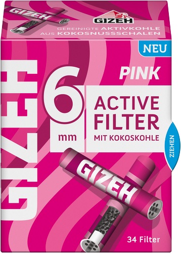 [ZU4S-PI] Gizeh ACTIV Filter Slim 1x34er, PINK, 6mmŘ