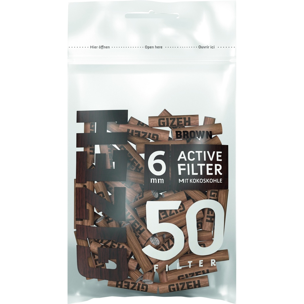 [ZU4BROWN] Gizeh ACTIV Filter Slim 1x50er, Brown, 6mmŘ