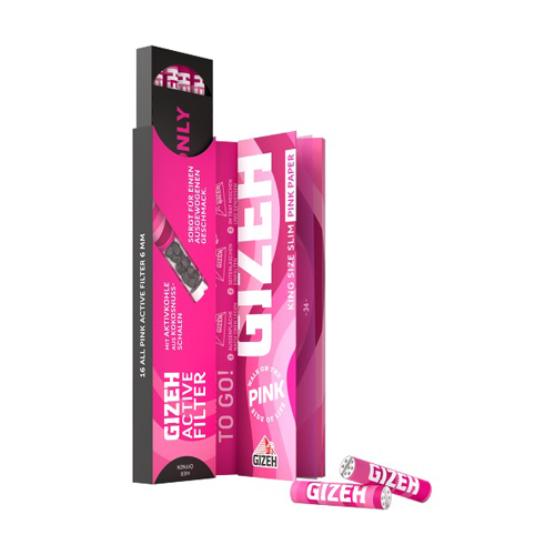 [ZI4XPNK] Gizeh King Size Slim Pink + Active Filters, 16