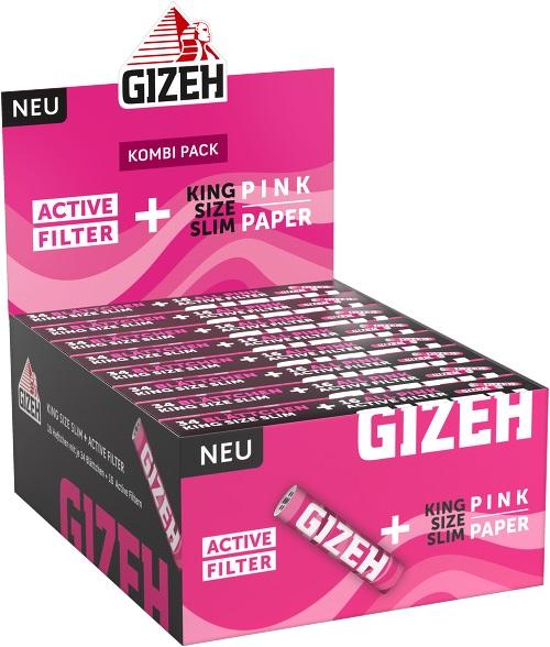 [ZI4XPNK] Gizeh King Size Slim Pink + Active Filters, 16