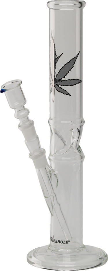 [GW37K] Glass Bong With Leaf, 33cm, Ice, 14.5 Plug-in System.