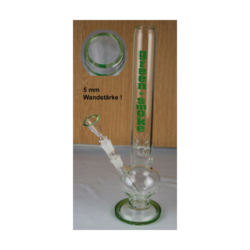 [GW38] Glass Bong With Leaf, 50mm Ø, 44cm, Ice, 18.8mm