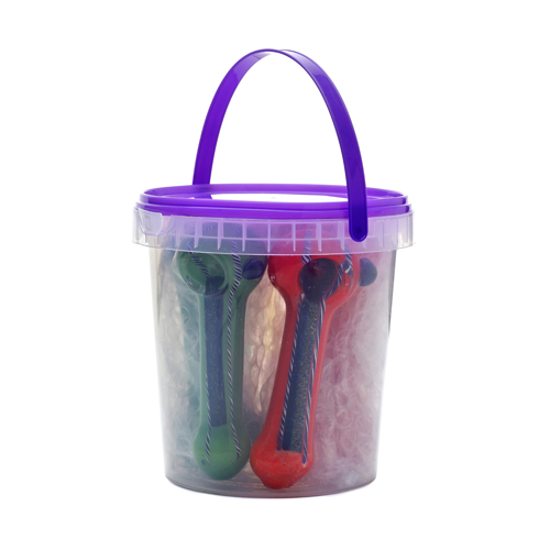 [SSC10326] Glass Pipes, Hand Pipe Bucket, 3 Red/3 Green, 10 cm Each