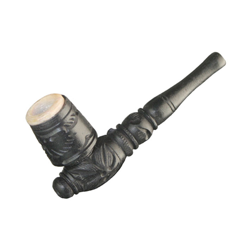 [WP16A] Holzpfeife-dunke-Schraubk.-Specksteineinsatz-14cm