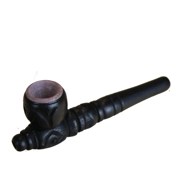 [W6N] Pure Wooden Pipe With Soapstone Insert, 10 cm Long