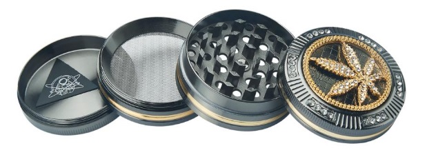 [WN54BLING] Metall-Grinder, 50mmØ, 4-teilig, BlingBling Leaf