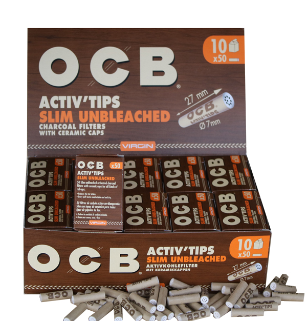 [ZU3SV] OCB ACTIV'Tips Slim, Unbleached, 1x50er, 7mmØ