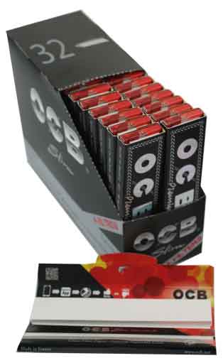 [ZI3PT] OCB Premium KS Slim Black With Tips, Pack Of 32