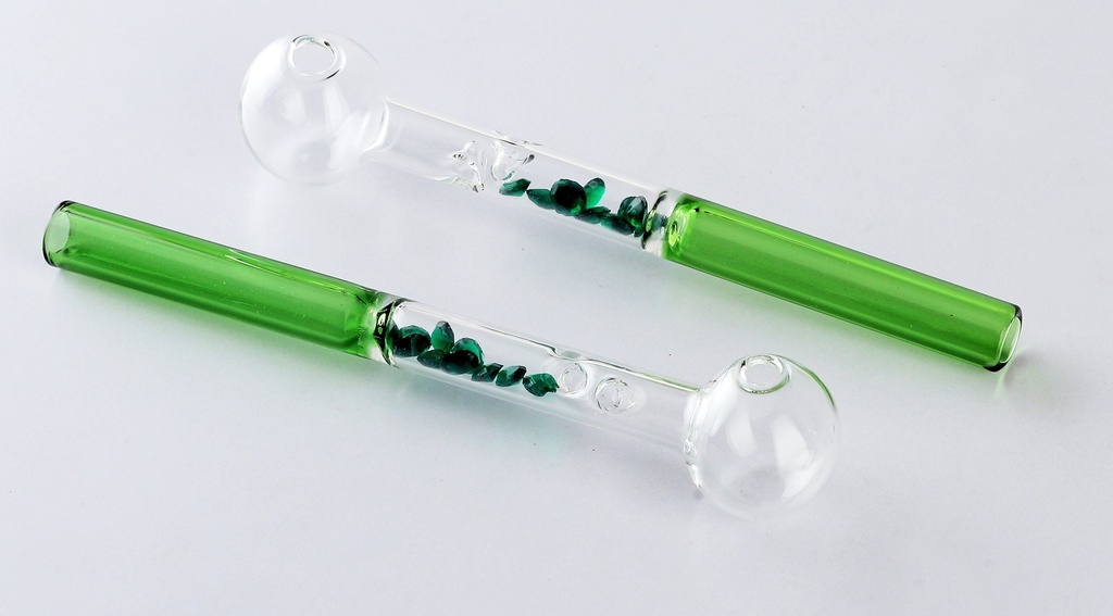 [SSC10221GR] Oil Pipe with Crystals Green, 15cm