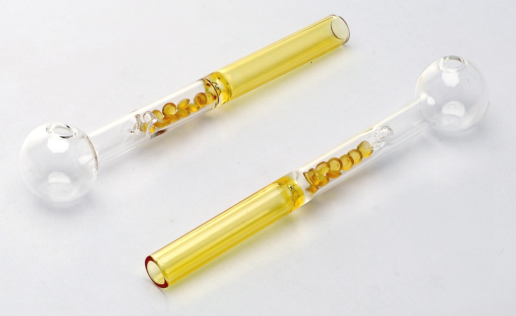 [SSC10221YL] Oil Pfeife with Crystals Yellow, 15cm