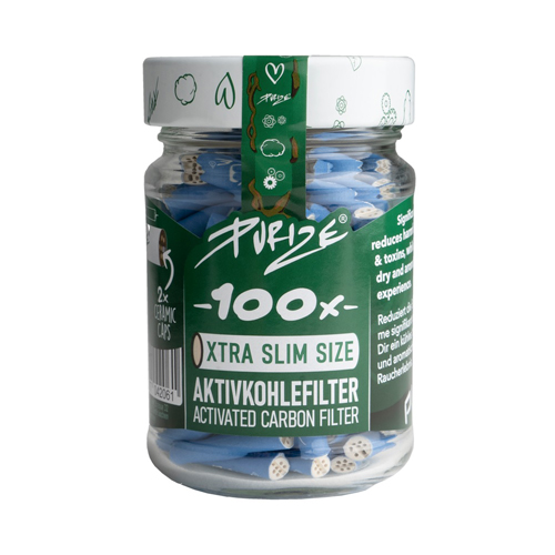 [ZU9SX100BL] PURIZE Activated Carbon Filter 1x100, BLUE In Glass Jar, 5.9mm