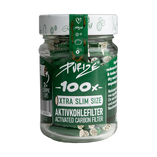 [ZU9SX100G] PURIZE Activated Carbon Filters 1x100, GREEN In Glass Jar, 5.9mm