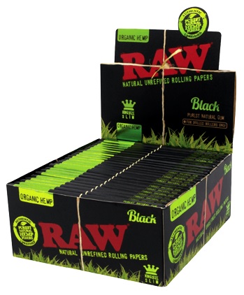 [ZI51BLOR] RAW Black KS Organic Hemp Slim Papers, Pack Of 50
