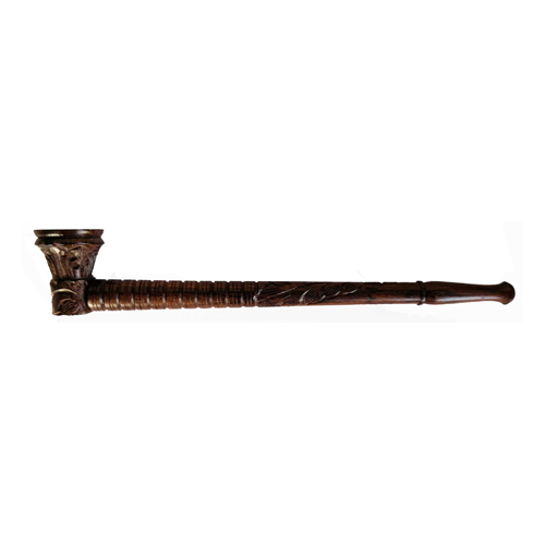 [WP24] Screw-in pipe, wood, 23 cm, brown + carved
