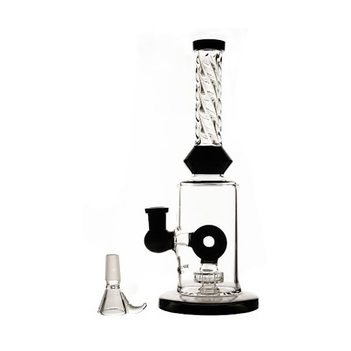 [SSC10153BK] Schwarze gedrehte Bong mit Ring-Perkolator, 25cm