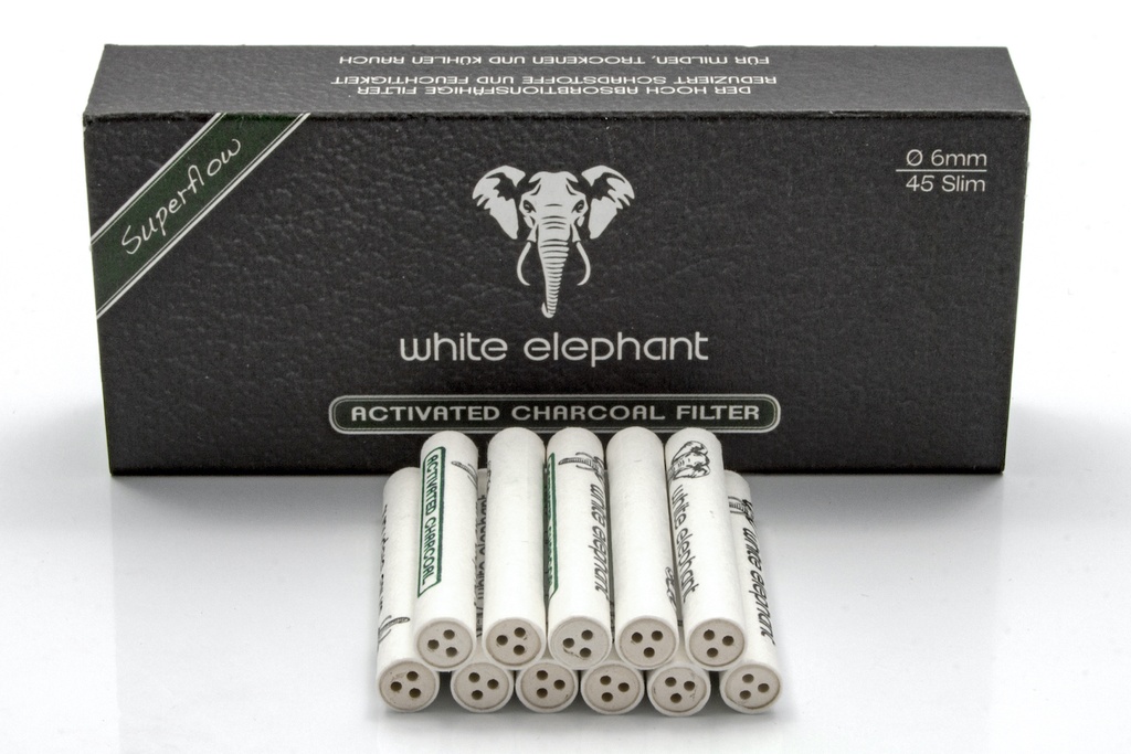 [ZU7S] Weiß Elephant Filter Aktivkohle 6mm - 45 Stk.